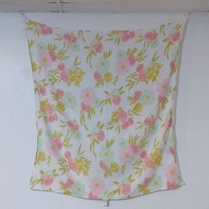 Cloud Island Floral Swaddle Blanket White Pink Green Flowers